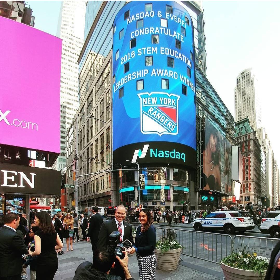 Felicia Ganthier at the New York Rangers STEM Education Leadership Award, Times Square.